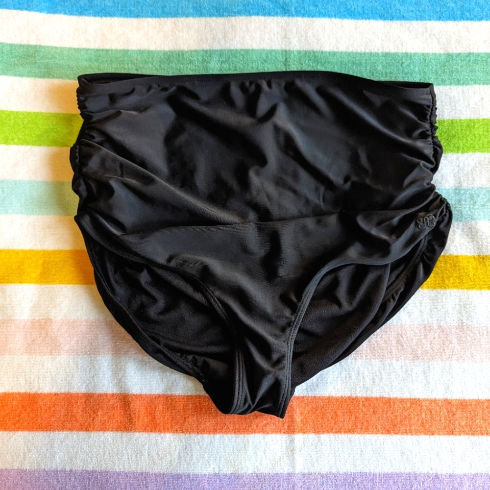 Albion Matte Black Ruched High-waisted Bottoms size Large